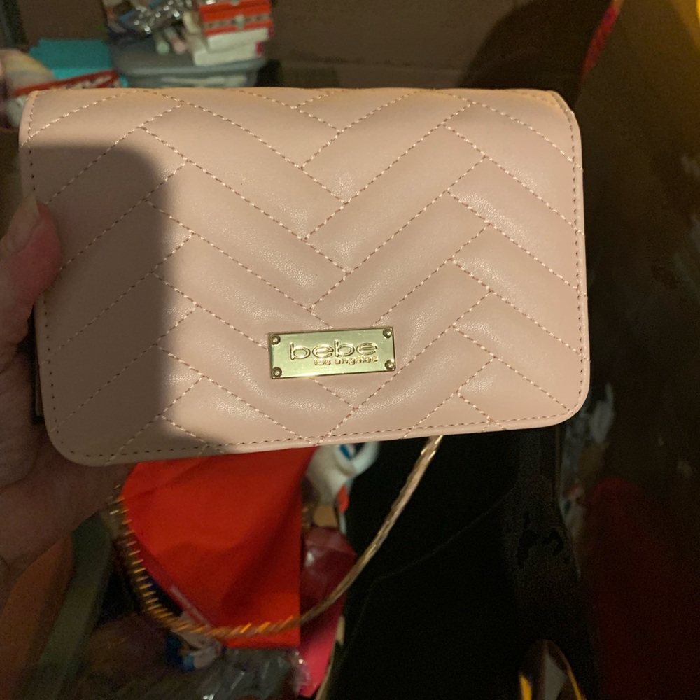 BEBE Quilted Pink Chain Shoulder Bag - Picture 3 of 6